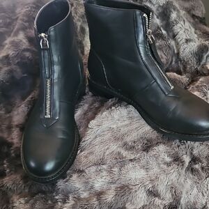 NWOT Black Ankle Boots with Front Zipper